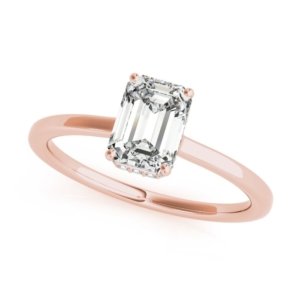 Emerald Brilliant Engagement Ring Rose